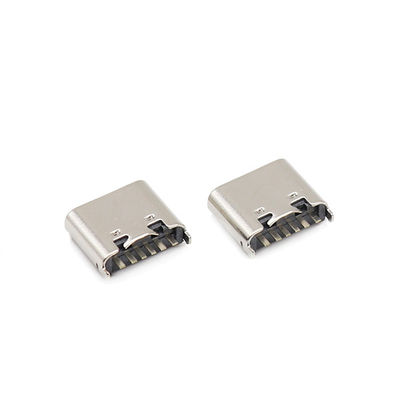 کانکتورهای USB زن نوع C 6 پین شیب 180 درجه محفظه UL94V-0 3.1mm