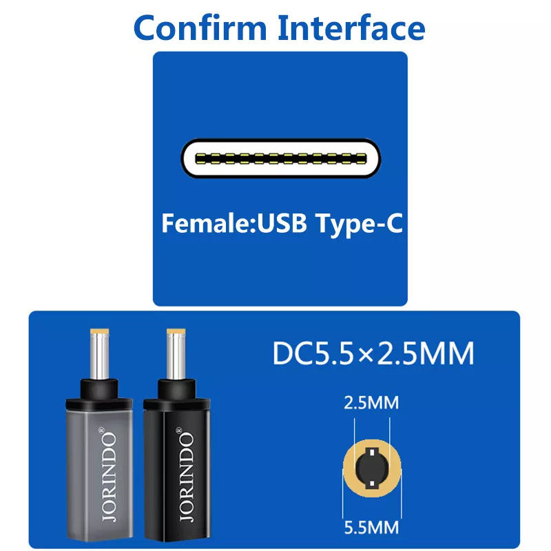 کانکتور PD نر 100 واتی نوع C زن به DC 5.5x2.5 میلی متر شارژ سریع سریع