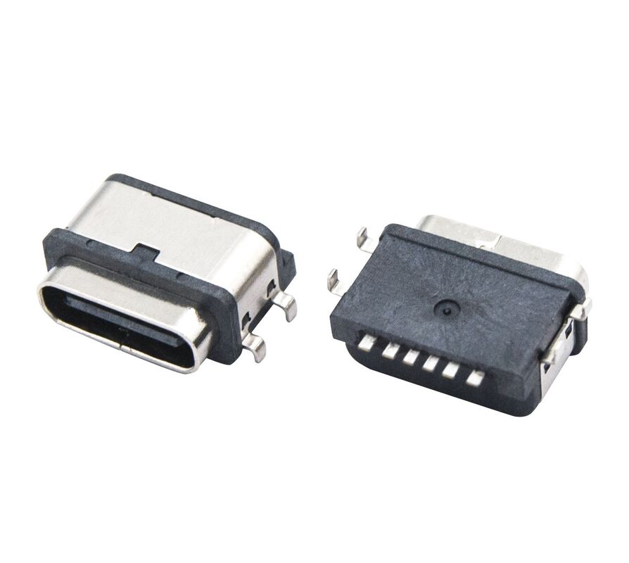 کانکتور مادگی USB Type C مسی ضد آب ۶ پین برای انتقال داده با حداکثر جریان ۳ آمپر و ولتاژ ۳۰ ولت