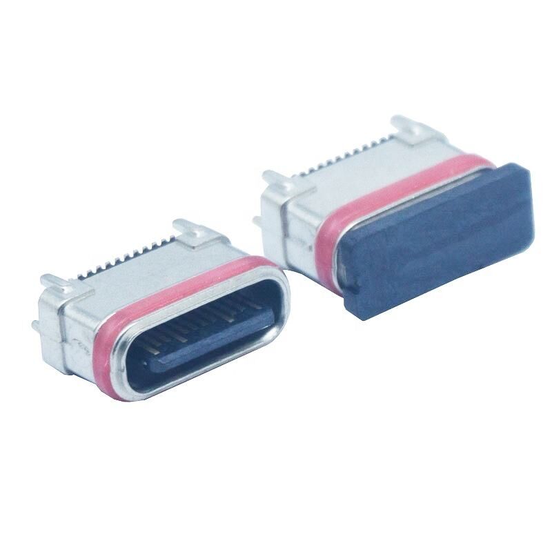 ضد آب SMD عمودی زینک پودر متالورژی 24Pins زن نوع c کانکتور USB شارژ پورت پلاگین
