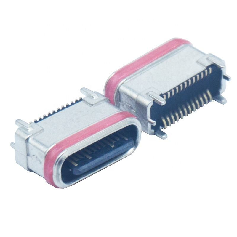 ضد آب SMD عمودی زینک پودر متالورژی 24Pins زن نوع c کانکتور USB شارژ پورت پلاگین