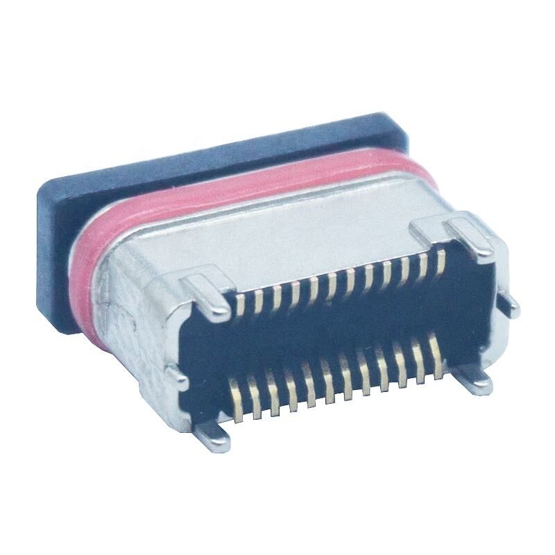 ضد آب SMD عمودی زینک پودر متالورژی 24Pins زن نوع c کانکتور USB شارژ پورت پلاگین