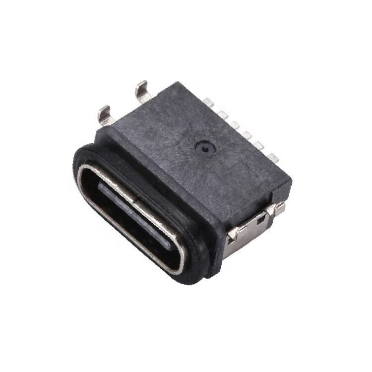نوع C 6 پین زنانه IPX7 اتصال USB ضد آب انتقال داده های نصب افقی SMT
