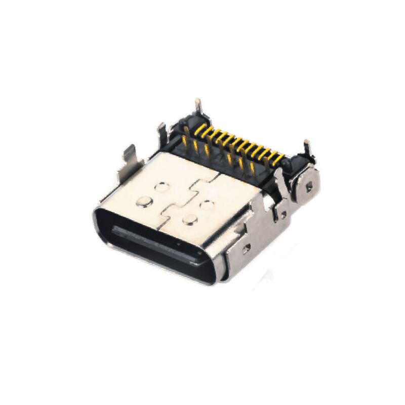 کانکتور مادگی هیبریدی USB 3.1 Type C زاویه راست 24 پین برای شارژ گوشی و انتقال سریع داده