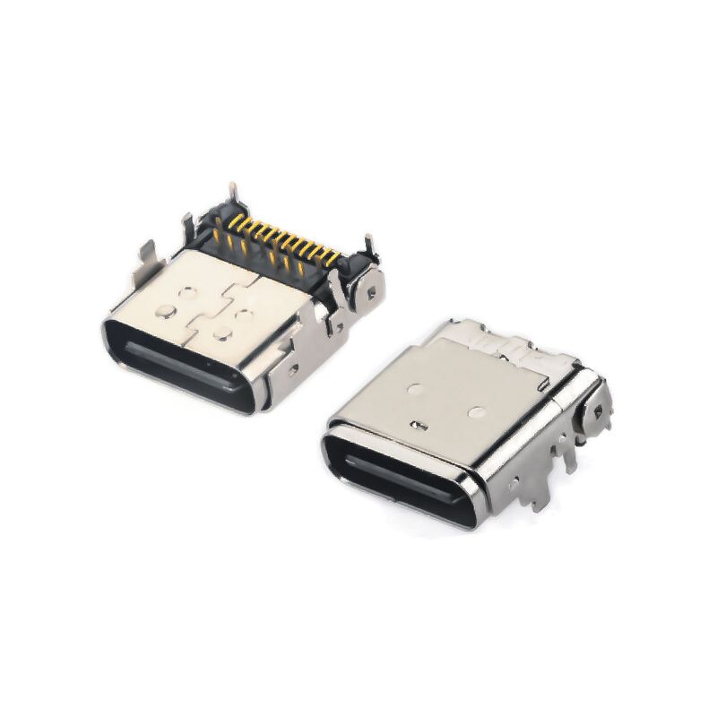 کانکتور مادگی هیبریدی USB 3.1 Type C زاویه راست 24 پین برای شارژ گوشی و انتقال سریع داده