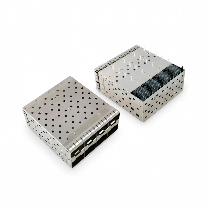 8-منافذ 160pin SFP+ Press-Fit Small Form-factor Pluggable (SFP+) Connector Matrix Configuration 2x4 Port W/o Light Model