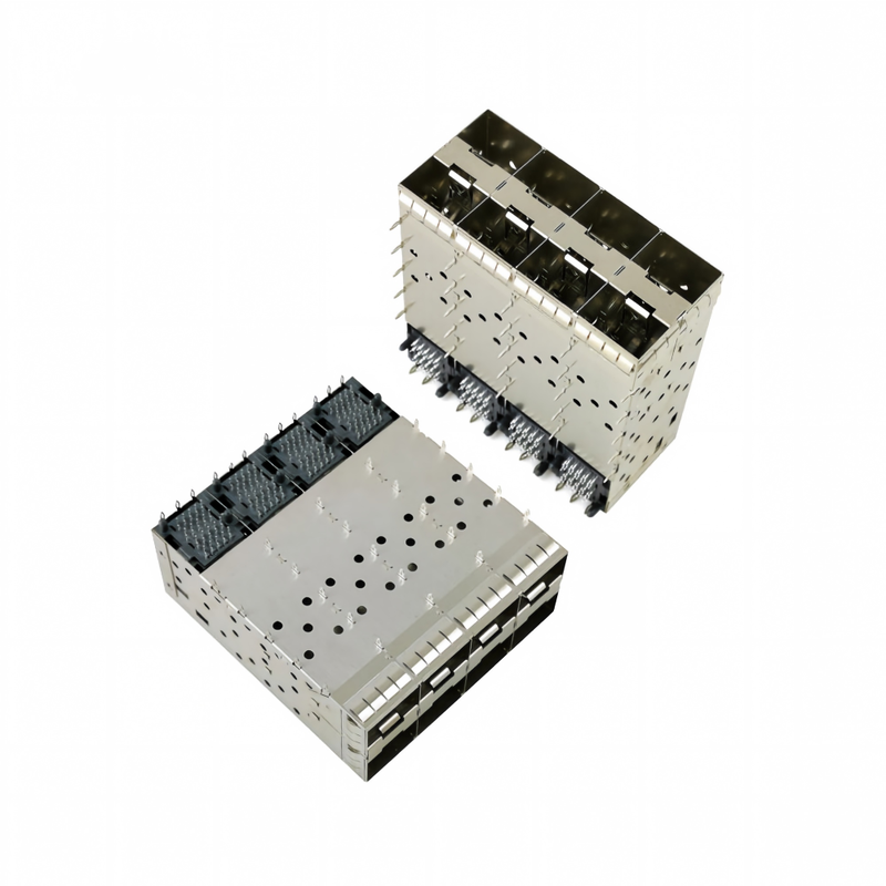8-منافذ 160pin SFP+ Press-Fit Small Form-factor Pluggable (SFP+) Connector Matrix Configuration 2x4 Port W/o Light Model