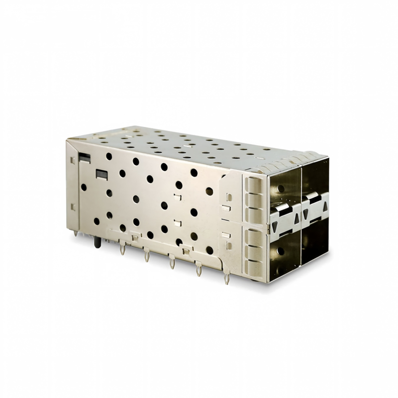 SFP + 2x2 اتصال دهنده پریس فیت 80 پین شکل کوچک Pltuggable Plus 2x1 Multi-Port SFP + اتصال دهنده W / Lightpipe