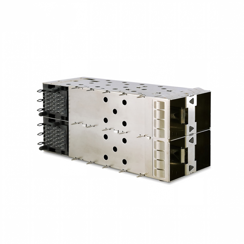 SFP + 2x2 اتصال دهنده پریس فیت 80 پین شکل کوچک Pltuggable Plus 2x1 Multi-Port SFP + اتصال دهنده W / Lightpipe
