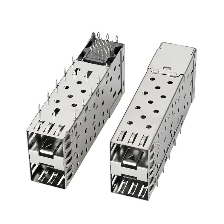 غطاء غبار لوحدة الألياف الضوئية QSFP SFP Cage 2X2 Port Cage مع Light Pipe XFP CFP Sfp Connector Shielding