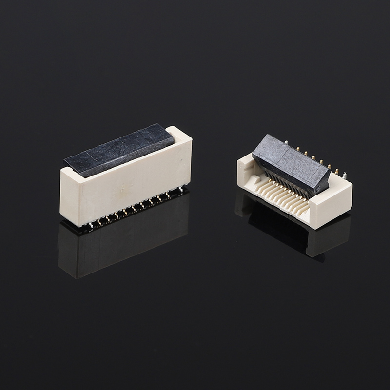 کانکتورهای PCB کابل FPC FFC، سوکت کابل کانکتور فلت ضامن‌دار تاشو ارتفاع 5.2H پایه مثبت عمودی 60 پین با گام 0.5 میلی‌متر