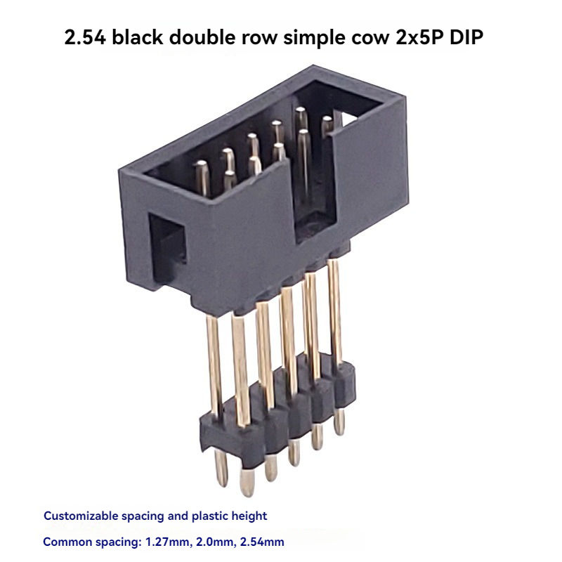کانکتور هدر جعبه‌ای 2x5 پین با گام 2.54 میلی‌متر مشکی DIP سوکت پین دو ردیفه هدرها و محفظه‌های سیم قابل سفارشی‌سازی