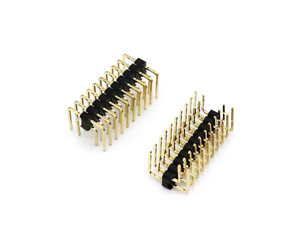 2.54mm Pitch Male Pin Header دو ردیف PCB زاویه راست نایلون SQ0.64mm H2.5mm 2*1P-2*40P