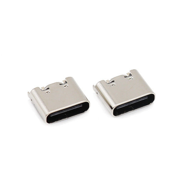 کانکتورهای USB زن نوع C 6 پین شیب 180 درجه محفظه UL94V-0 3.1mm